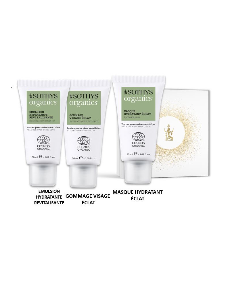 Cofanetto organics viso Sothys. Crema, gommage e maschera bio